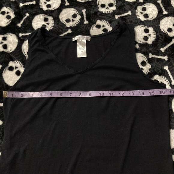CAROLE HOCHMAN Black stretchy cotton v-neck tank top ~ SMALL MEDIUM goth shirt - Picture 9 of 14